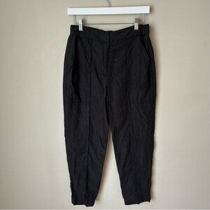 Kobi Halperin Black Linen Blend Elastic Waist Pull On Casual Pants Size Small
